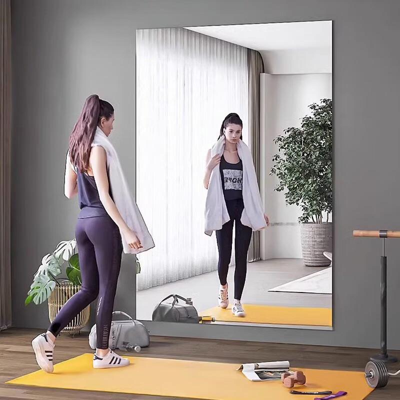 千棵树亚克力软镜子舞蹈镜家用贴墙自粘全身镜健身舞蹈瑜伽镜跳舞壁挂镜 亚克力镜子-圆角 宽50厘米X高180厘米