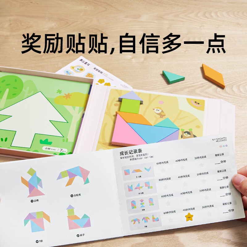 美乐童年七巧板拼图磁性磁吸积木儿童早教专用幼儿玩具男女孩生日礼物 百变磁吸七巧板