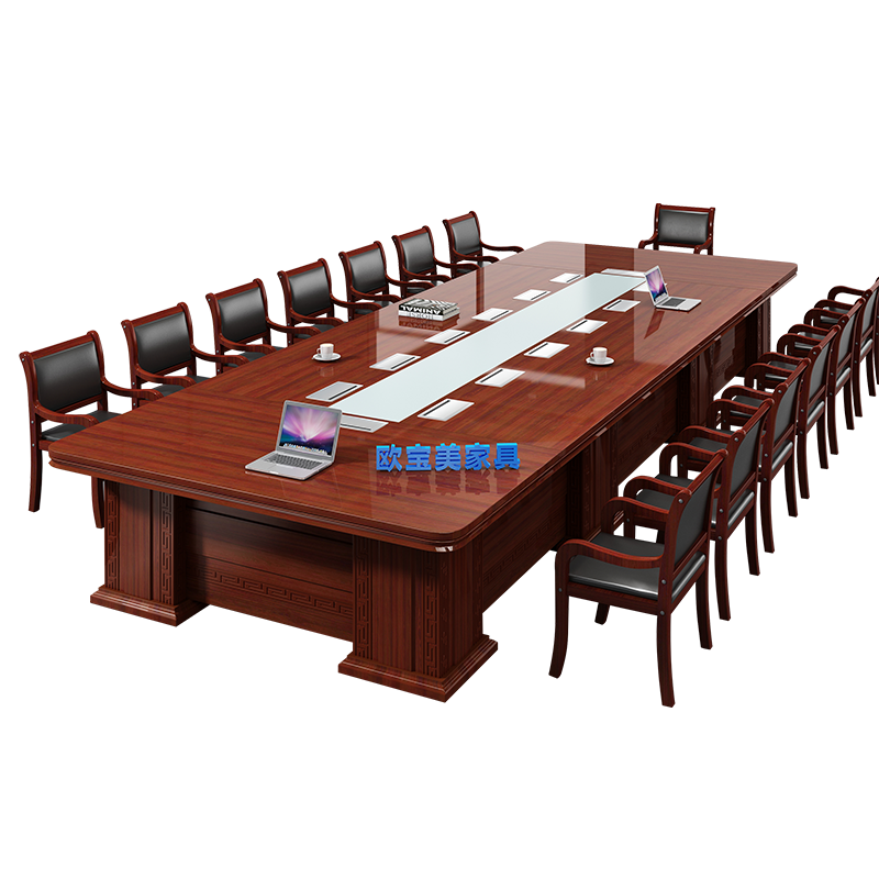 欧宝美大型办公会议桌简约长条桌贴实木皮会议台油漆洽谈桌8米