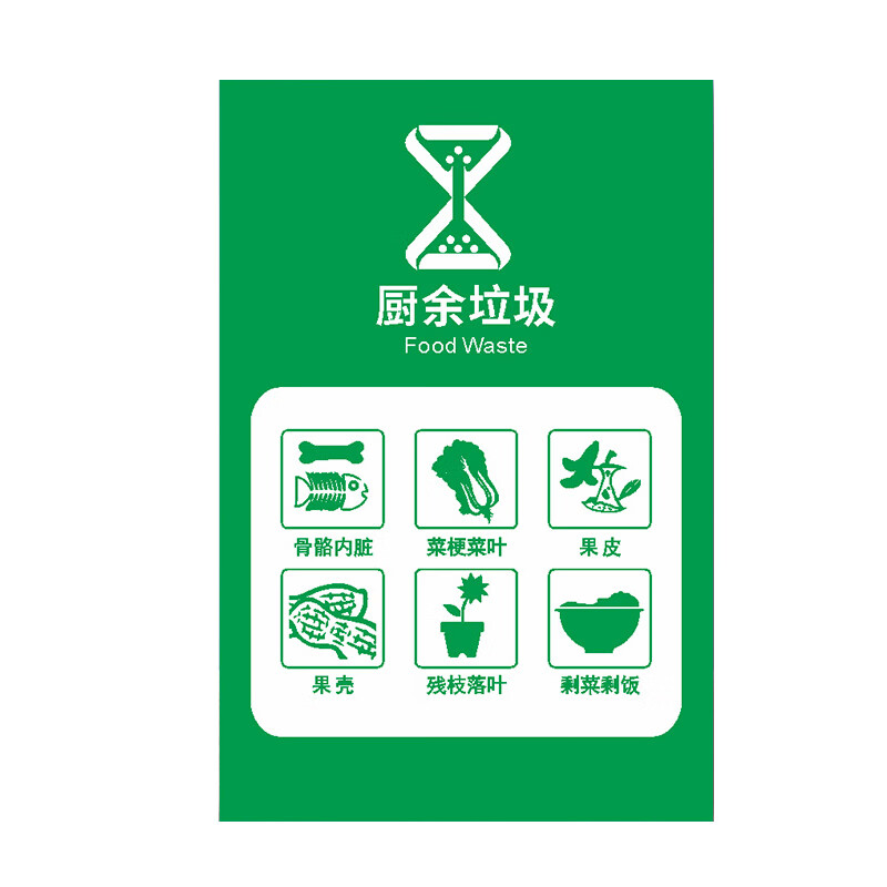 安燚 厨余垃圾4 垃圾桶分类标识贴纸墙贴北京上海杭州深圳垃圾分类