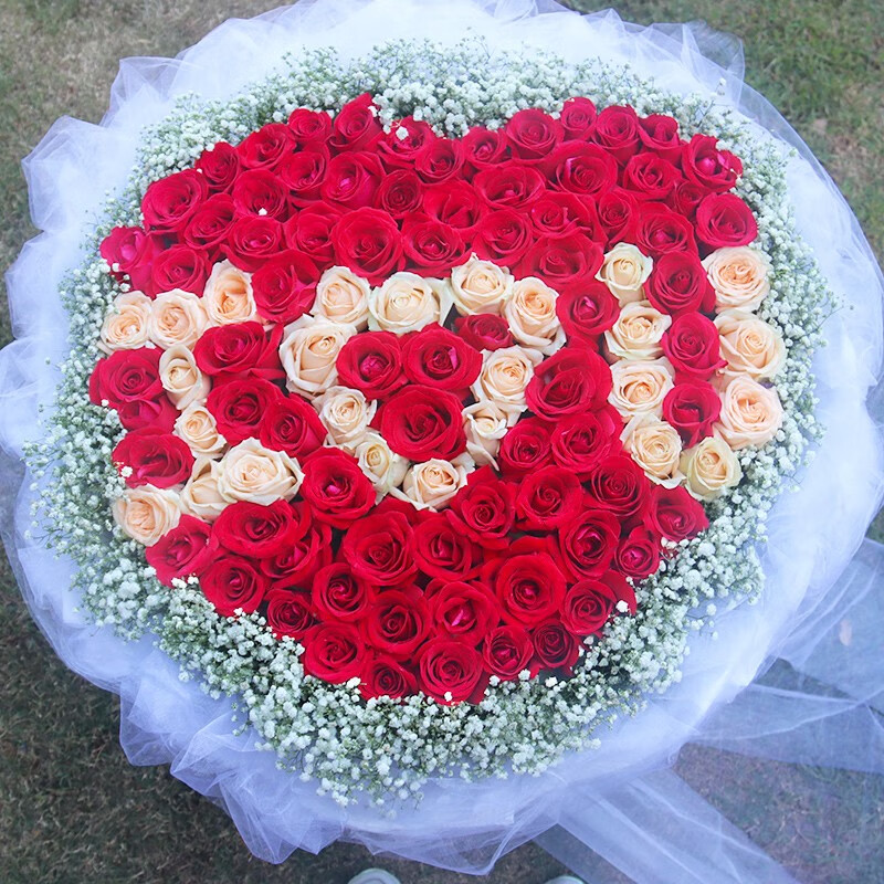 馨仪 鲜花速递99朵玫瑰花束表白求婚送女朋友老婆生日纪念日礼物全国同城配送 99朵混搭玫瑰花束—我爱你