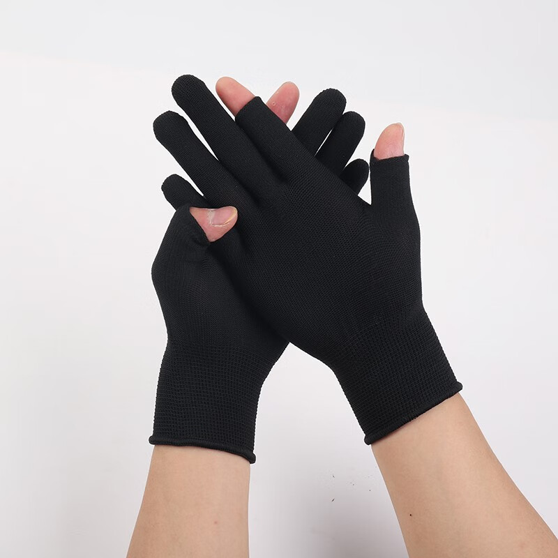 乔美婷采茶摘茶叶手套男女薄款户外开车骑行采茶防滑透气短款夏季漏两