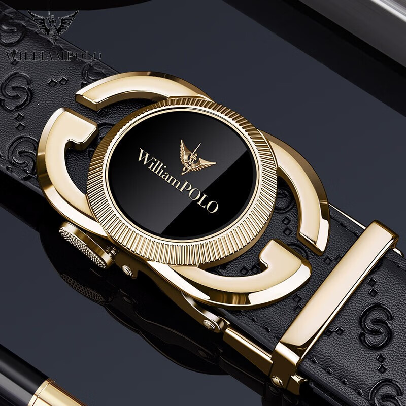 williampolo保罗皮带男真皮潮2023新款自动扣年轻人纯牛皮腰带奢侈