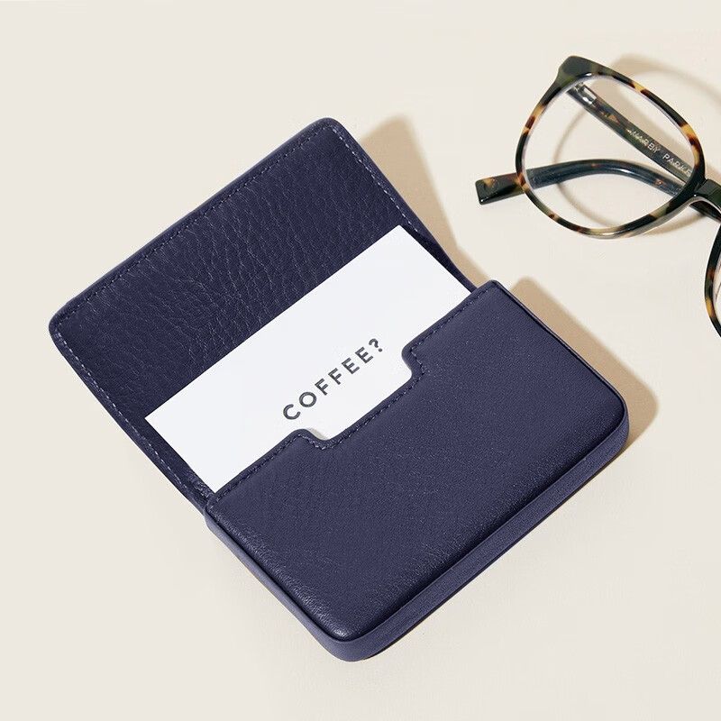 LEATHEROLOGY奥勒吉头层牛皮翻盖名片夹商务男女卡包收纳盒证件包卡套卡盒卡夹 玛瑙黑