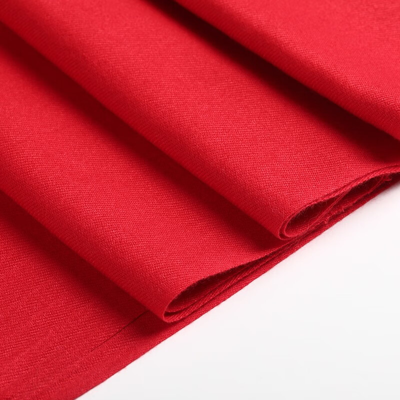 人生故事大红色围巾男女通用仿羊绒中国红本命年红围脖红红火火开年会围巾 LOGO定制 加宽纯棉长须70cm*200cm