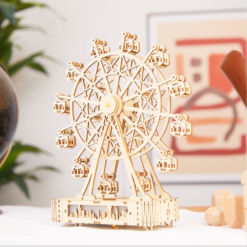 有格摩天轮八音盒DIY手工木制拼装3D立体拼插玩具送生日礼物女友七夕 其他音乐/详情页试听备注