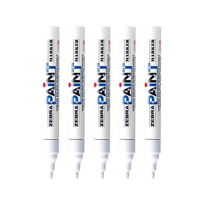 斑馬牌（ZEBRA）油漆筆 油性記號筆 大號物流筆簽名筆/馬克筆 PAINT-MOP 白色 5支裝