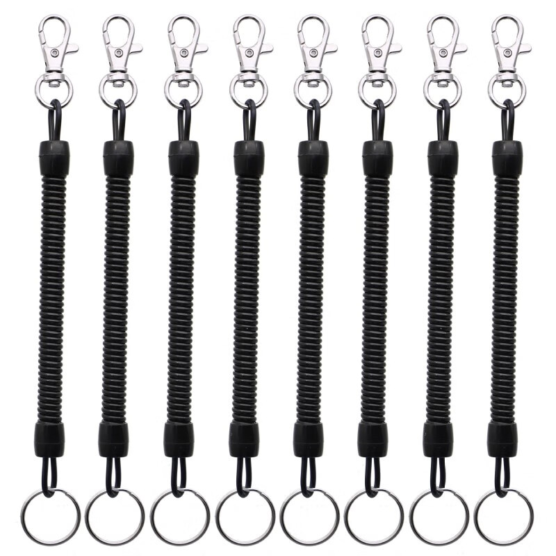 黑色弹簧绳金属不锈钢钥匙扣钥匙防丢可伸缩挂绳防健忘弹力绳通用1根