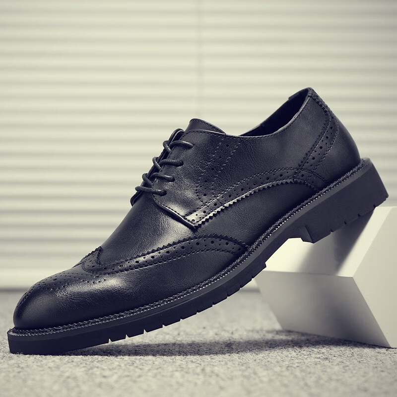 鞋英伦风时尚布洛克雕花潮鞋青年配西装潮流发型师鞋休闲百搭男士皮鞋