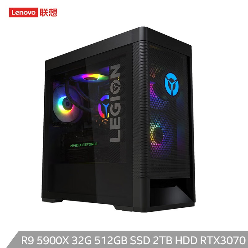 联想(Lenovo)拯救者刃7000P 2020AMD游戏台式电脑主机(Zen3架构R9-5900X RTX3070 8GB显卡32G水冷侧透)