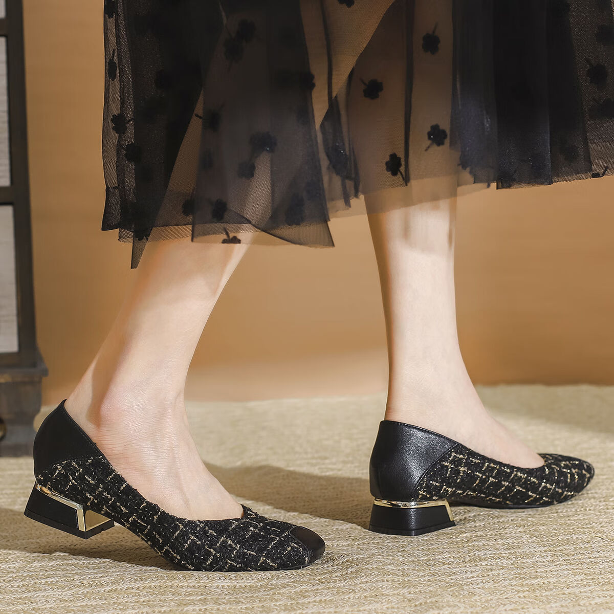 茜立里配旗袍穿的高跟鞋子夏玛丽珍搭裙子单鞋小香风仙女温柔粗跟单鞋