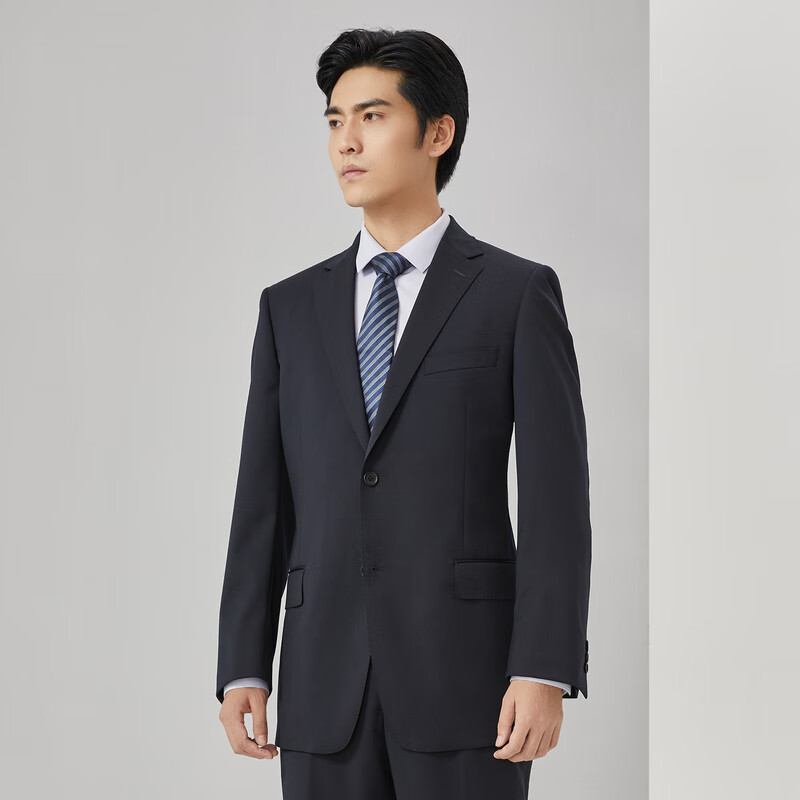 雅戈尔(YOUNGOR)【羊毛混纺】套西上衣男54F款两粒单排扣商务微弹西服商场同款 藏青 M 170/96A