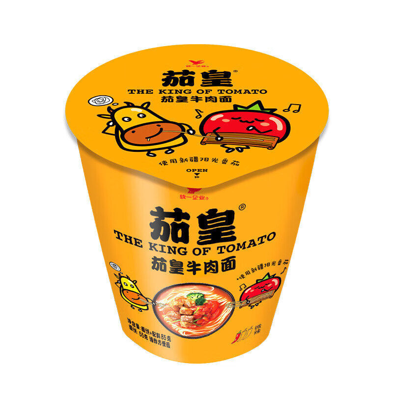 统一茄皇 新疆番茄牛肉面 85g杯面*12杯 方便面 整箱装 番茄牛肉 杯面