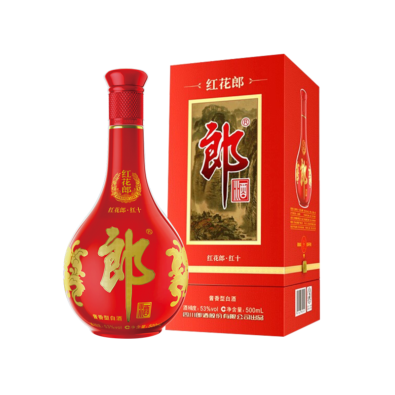 再补券,plus会员:langjiu 郎酒 53%vol 酱香型白酒 红花郎10 第四代