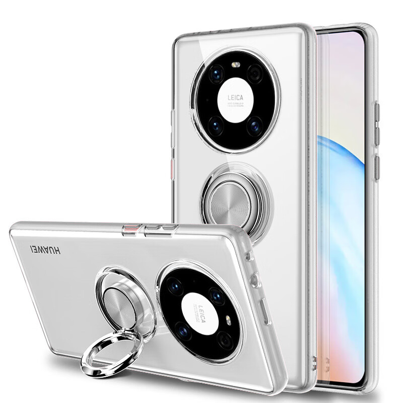 严谨 适用华为mate40pro透明手机壳 p40指环支架软壳p30全包防摔保护