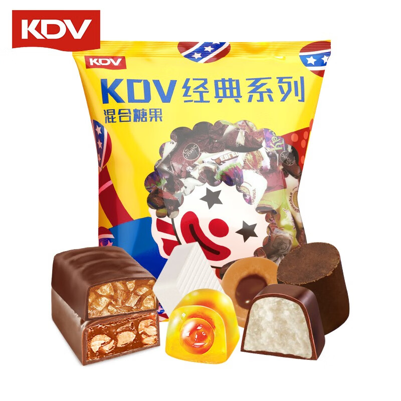 KDV俄罗斯进口糖果 紫皮糖 休闲零食奶糖巧克力夹心糖喜糖年货小吃 混合装小丑款500g