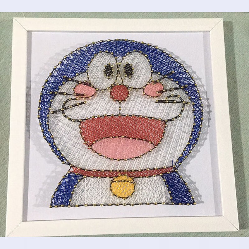 宇枫悦钉子绕线画 卡通哆啦a梦创意礼物日式填色立体弦丝钉子画diy