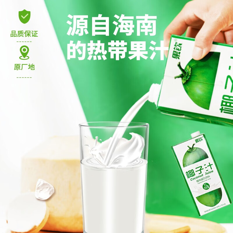 果钦海南特产椰汁植物蛋白饮料 海南航空飞机饮品 椰汁1L*2盒
