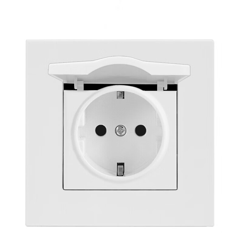 tlxt16a欧标德标插座法式防尘带盖86型2圆孔欧规德式电源墙壁插座暗 