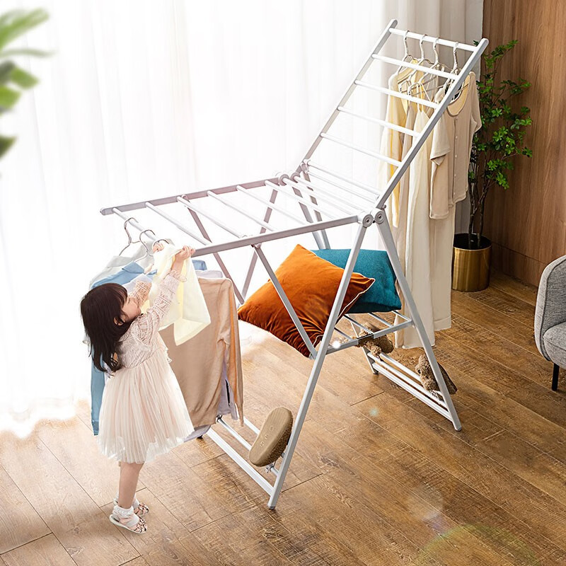 盼盼晾衣架落地铝合金折叠翼型晒衣架室内外阳台晾衣杆凉台凉衣架晒