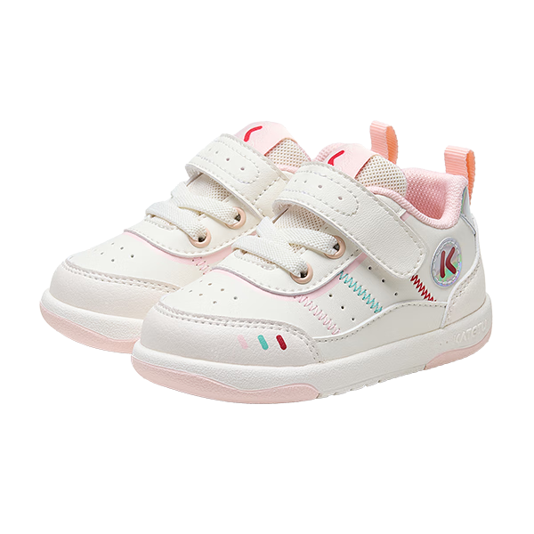 卡特兔童鞋儿童学步鞋男童秋季幼儿园小白鞋女童室内宝宝鞋机能鞋 白粉 21 内长13.0cm-脚长12.0-12.5