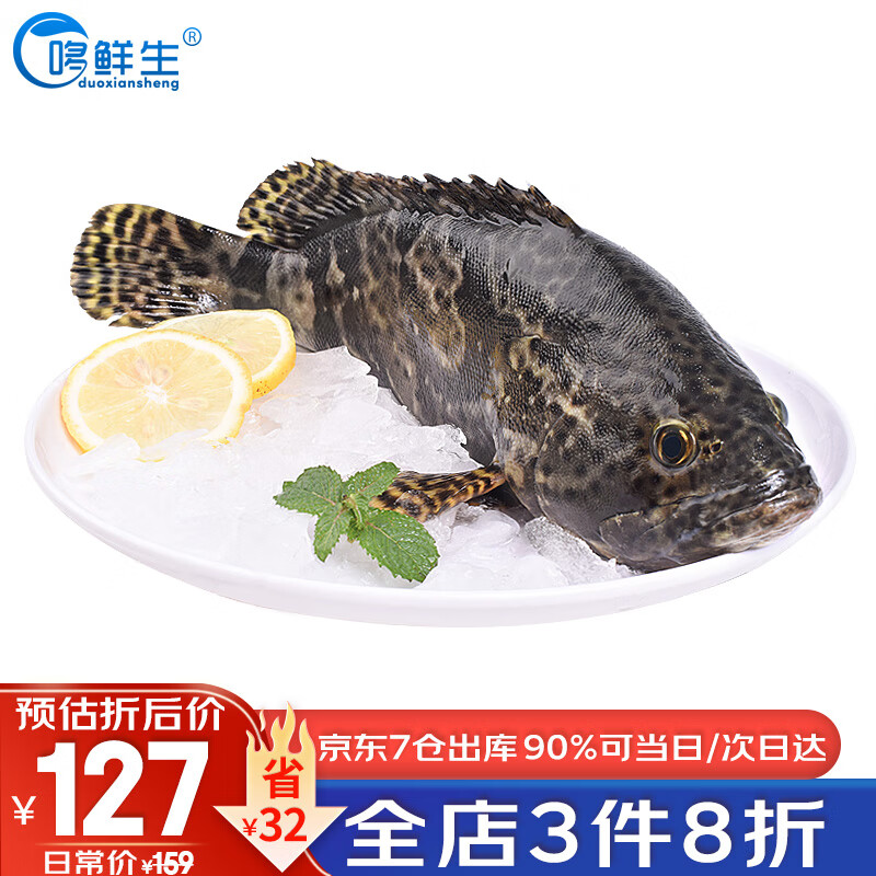 哆鲜生国产深海石斑鱼野外海捕活冻东星斑老虎斑三去龙胆斑海鲜水产