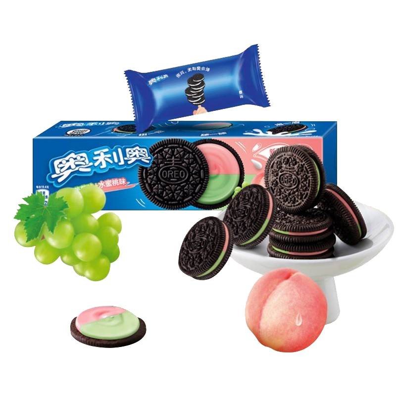 OREO 奥利奥 夹心饼干 水晶葡萄味+水蜜桃味 97g