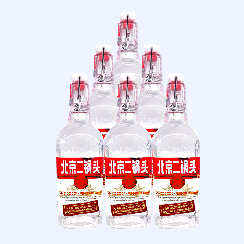 北京二锅头42度酒 永丰牌红标二锅头500ml*6瓶清香型小方瓶白酒整箱礼盒装 红色
