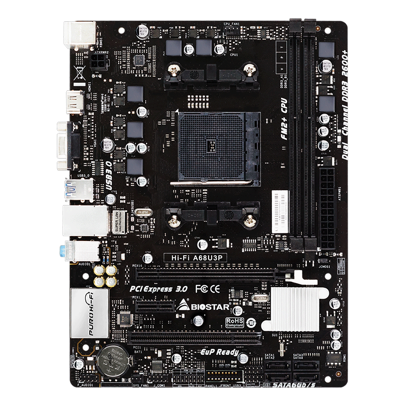 映泰（BIOSTAR）Hi-Fi A68U3P 主板支持860K/7860（AMD A68H/ Socket FM2+)