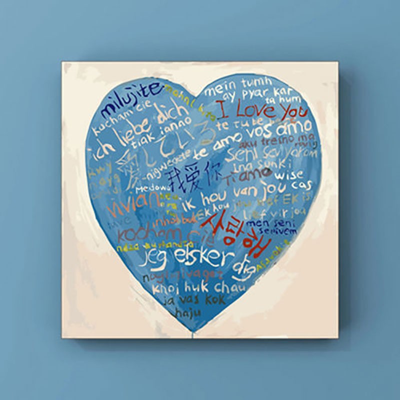 叙橘一百种语言说我爱你生日快乐涂鸦数字油画diy礼物手绘装饰画 love