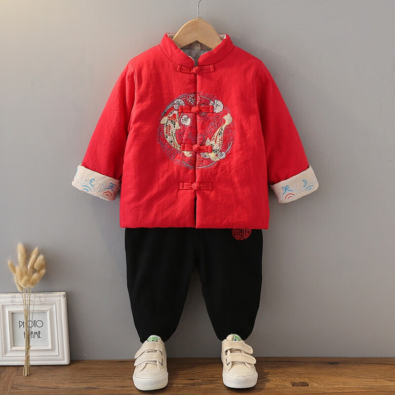 哈兜儿 男童拜年服周岁礼服男宝宝中国风唐装过年服童装新年冬款儿童