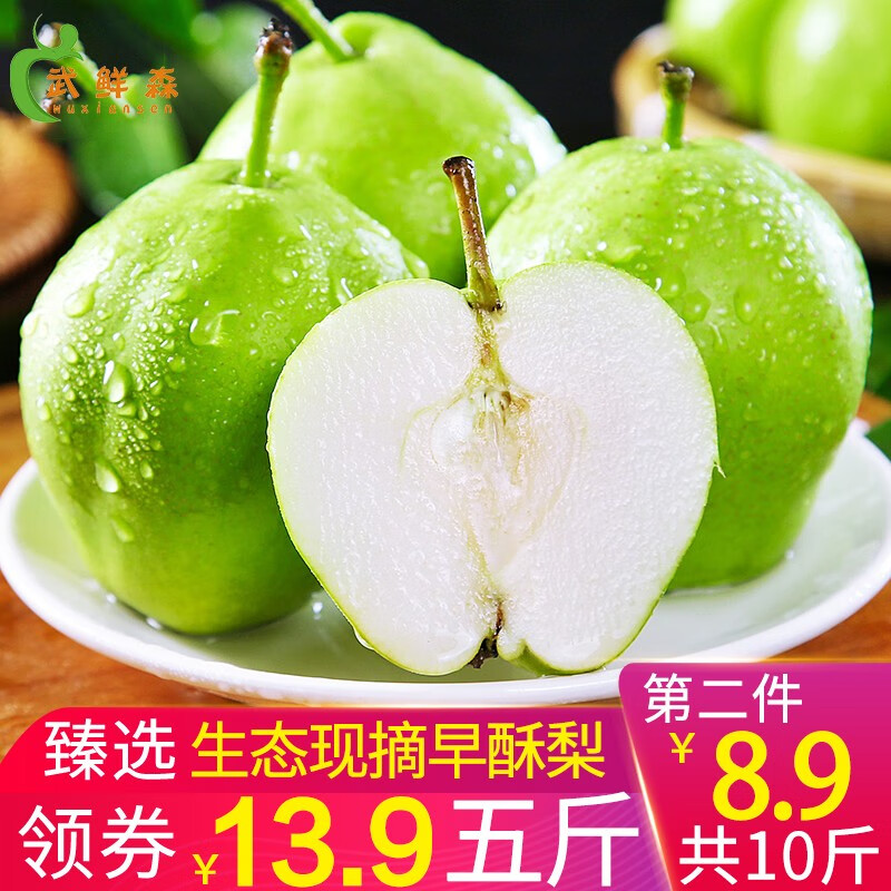 武鲜森 蒲城早酥梨 5斤装精选果含箱 梨子新鲜 当季新鲜水果 精选5斤