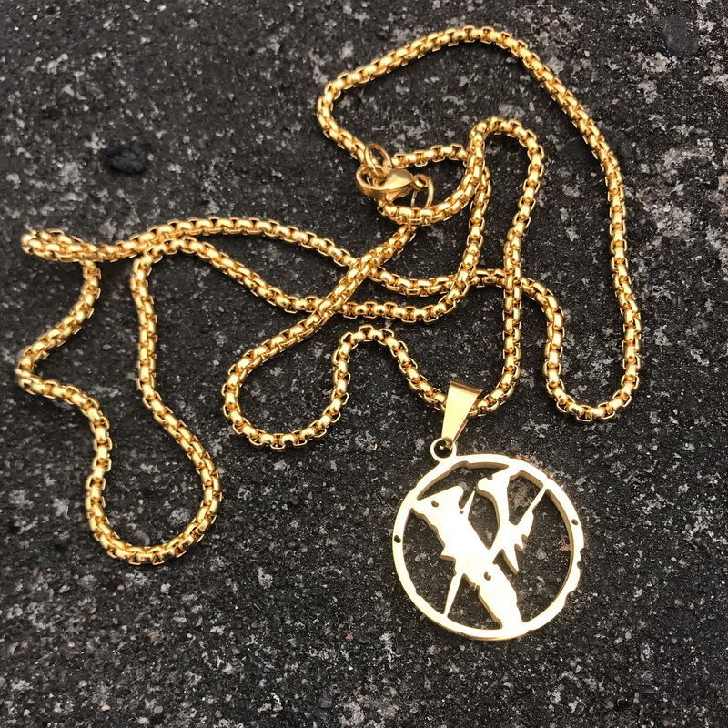 潮牌vlone藤原浩闪电联名项链男女嘻哈朋克钛钢吊坠 学生时尚饰品