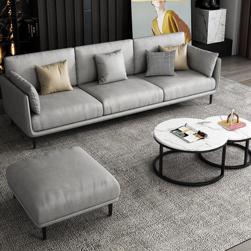 斐德森意式现代轻奢大小户型科技布沙发组合简约客厅乳胶单双三四人位沙发 银灰色（科技布） 单人位（90cm）