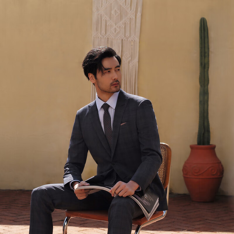 MAYOR男装 秋季Loro piana纯绵羊毛面料半毛衬舒适西服 蓝灰色 170A (170/92A)