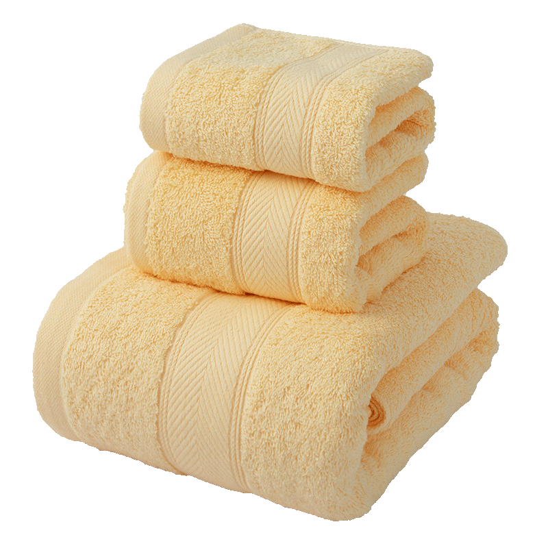 洁丽雅毛巾家纺黄色浴巾套装高品质舒适柔软
