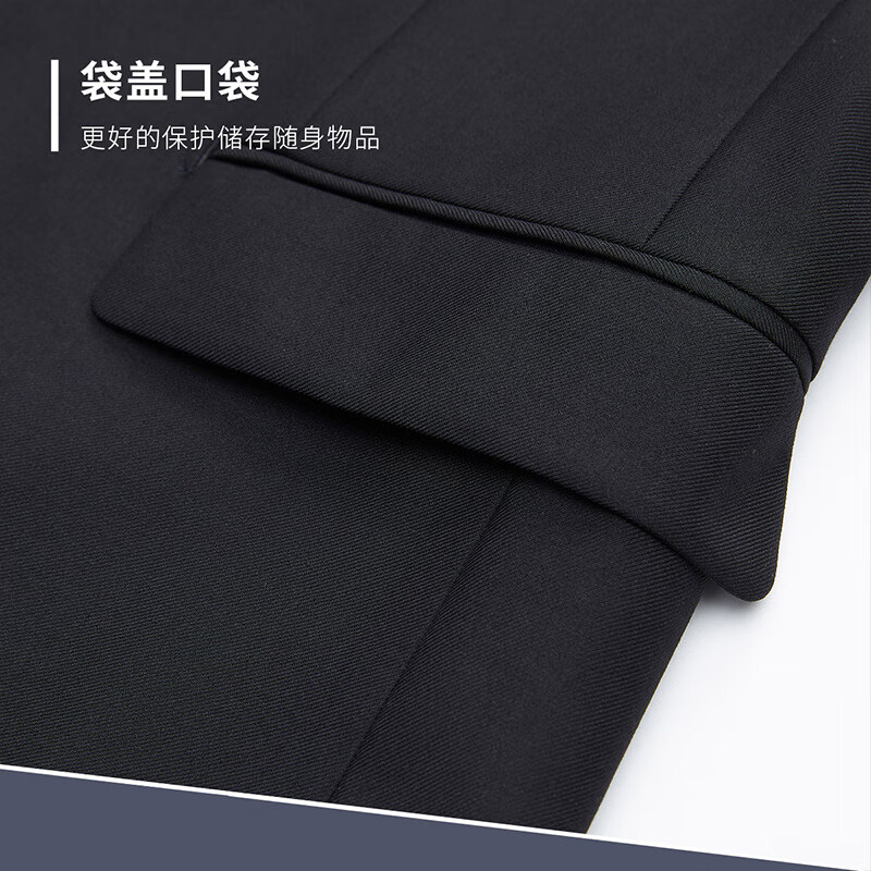 罗蒙(ROMON)西服套装男士小西装外套职业正装修身休闲伴郎服 黑色4XL