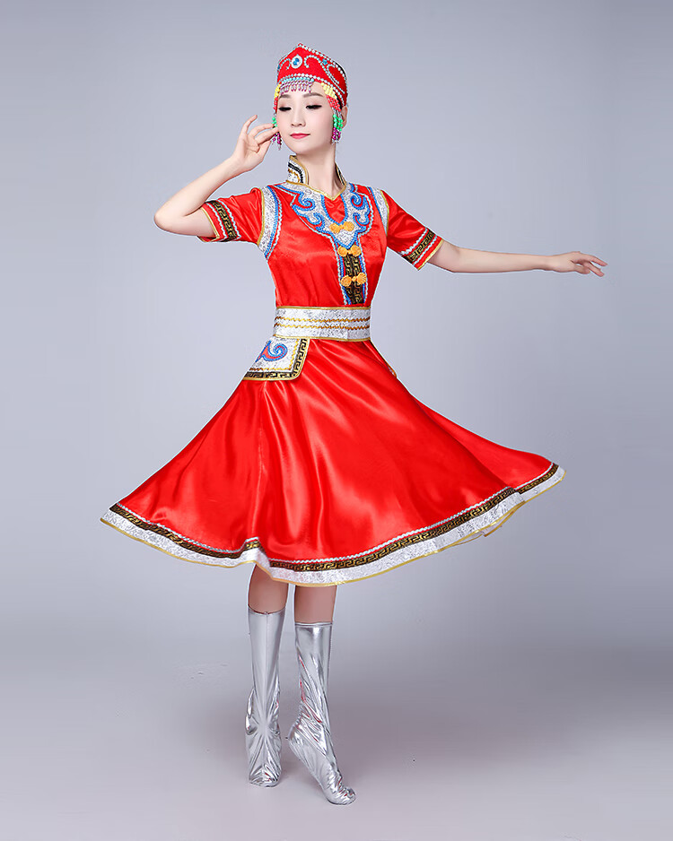 卡傲臻蒙古服装女民族风蒙族服饰新款演出服夏季舞蹈草原鸿雁内蒙袍 s