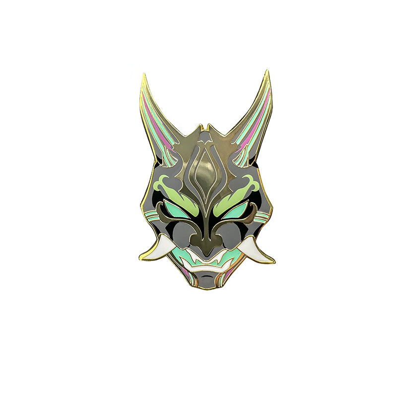 原神周边魈夜叉傩面具夜光仿珐琅金属徽章同人登次元生日礼物 魈傩面