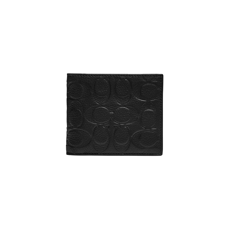 蔻驰（COACH）【礼物】男士经典皮革三合一钱包 黑色