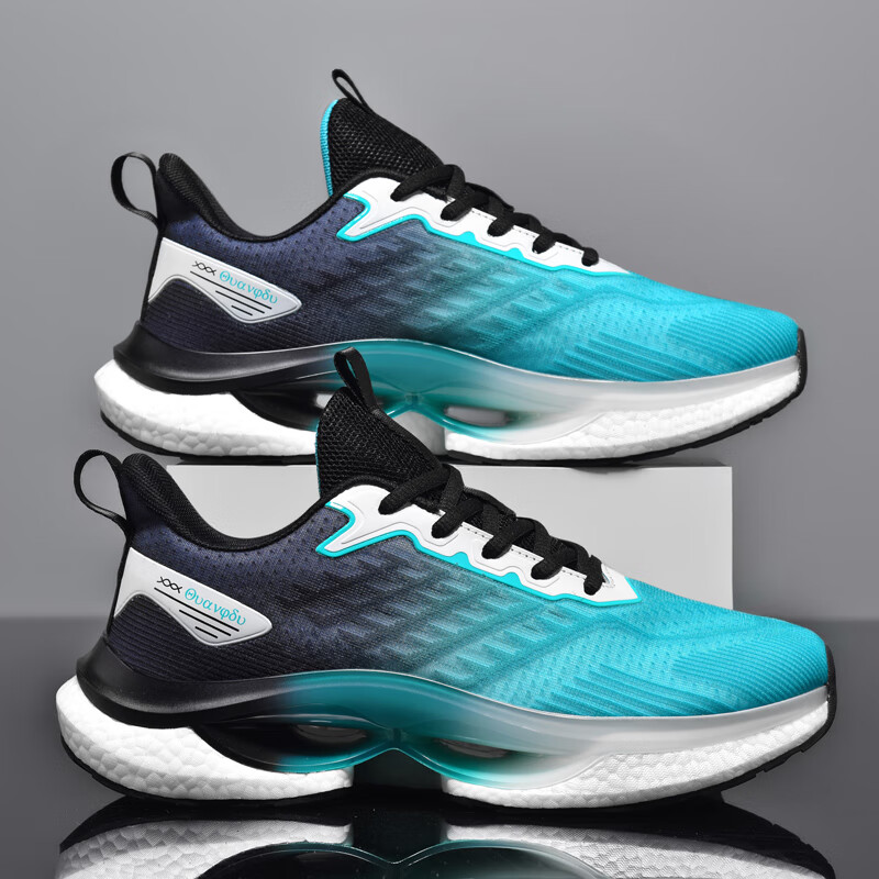 朗步伦跑步鞋网面碳板男破二气垫马拉松超轻减震运动鞋 飞马破二 黑青