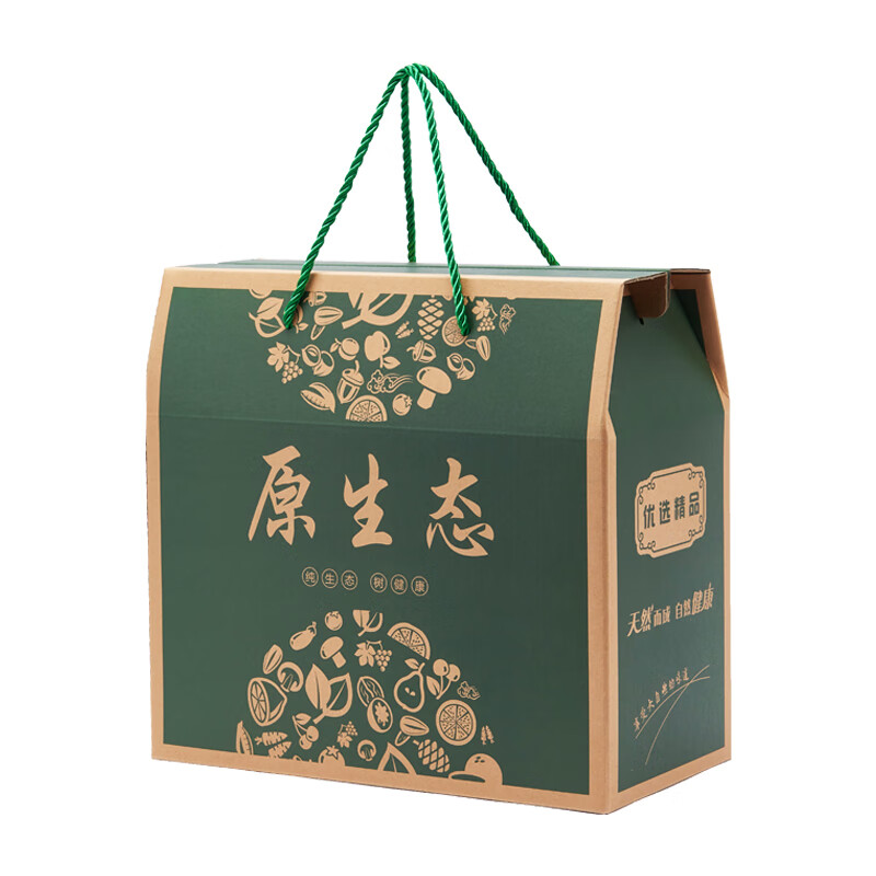 特产农产品包装盒绿色原生态干货香菇坚果手提礼品盒纸箱定制批发 原