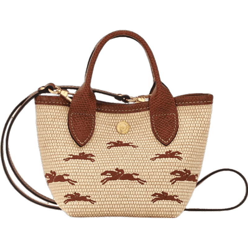 瓏驤（LONGCHAMP）女士草編效果帆布手提包10206HCF035 棕色