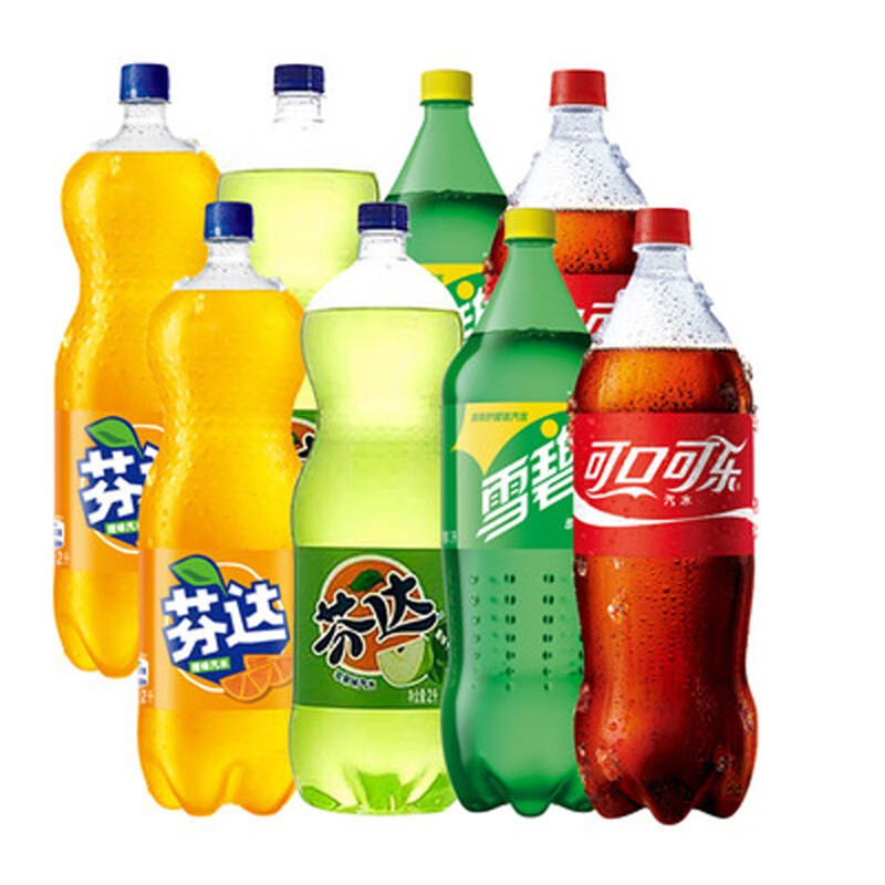 芬达橙味苹果味 整箱2升*6瓶饮料大瓶分享装2l汽水 【2升可乐】3瓶