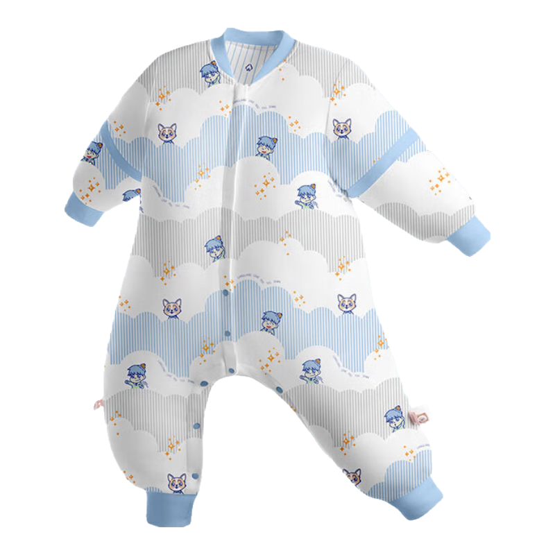 良良（liangliang）[25年新品]婴儿睡袋火山棉恒温儿童乖肚肚秋冬宝宝分腿防踢被子 厚夹棉【适合6-10℃】风铃草 XL（建议身高90-105cm）