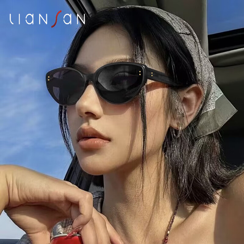恋上太阳镜复古猫眼gm墨镜男女士小框大脸圆脸防紫外线开车眼镜