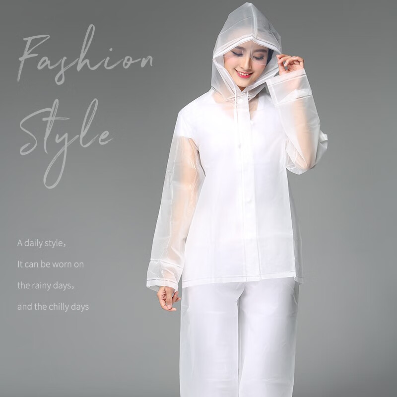 分体户外防水裤漂流大码全身防护eva环保柔软防暴雨 白色雨衣雨裤套装