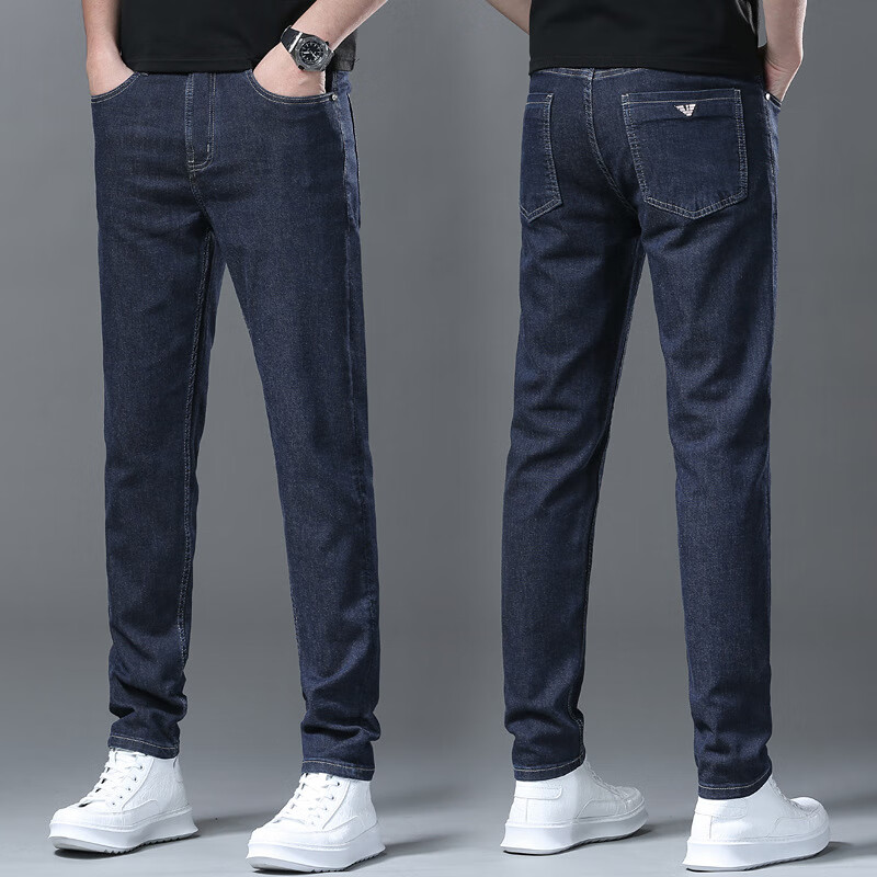aj armani jeans春夏季薄款男士牛仔裤商务休闲青年韩版弹力修身直筒