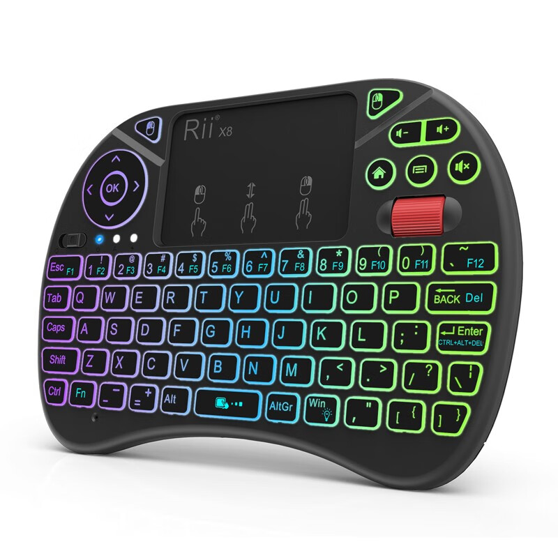 Rii无线可充电迷你键盘X8带滚轮静音便携家用智能键鼠办公室专业电视机机顶盒HTPC笔记本电脑