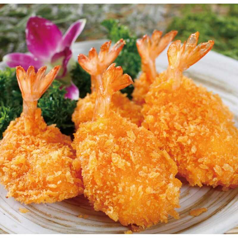 黄金蝴蝶虾亚洲渔港原味裹粉凤尾虾面包虾网红油炸小吃半成品10个